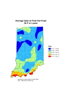 Avg date of first fall frost 28F or lower