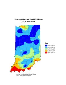 Avg date of first fall frost 32F or lower