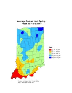Avg date of last spring frost 36 degrees F or lower