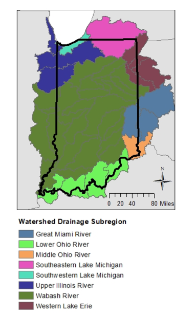 Above: Indiana’s major watersheds.