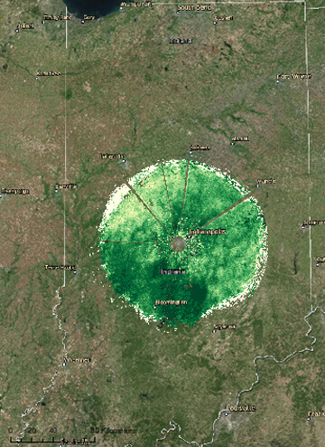 Processed radar data in Indiana
