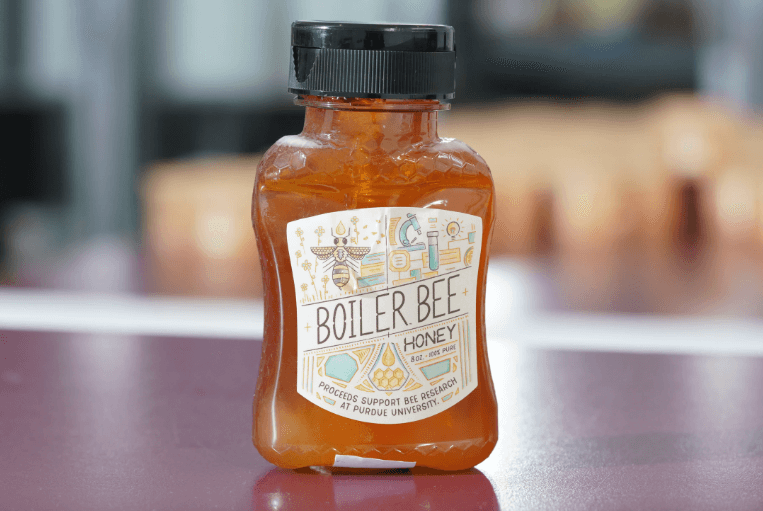 Honey jar with tag Boiler bee