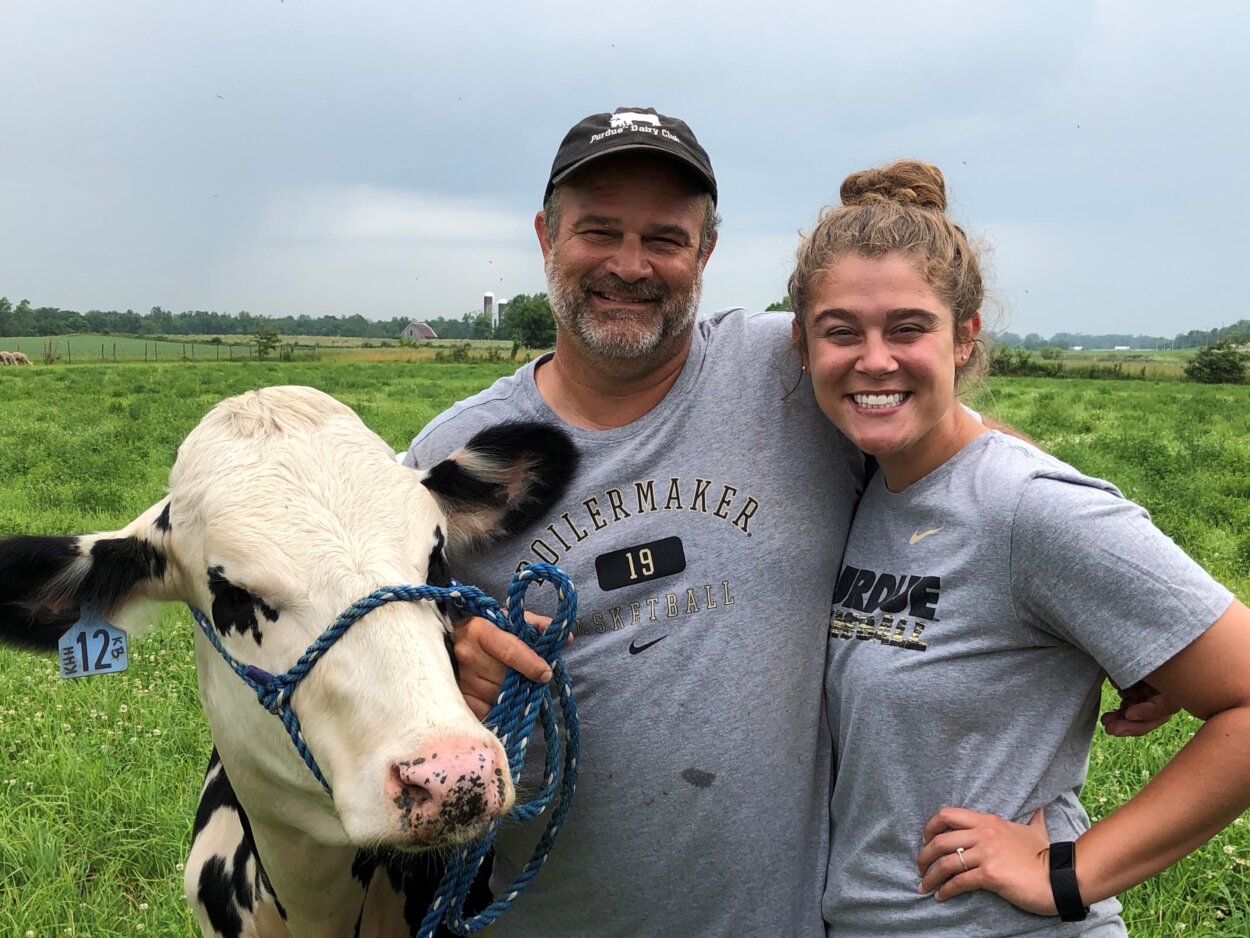 Kylei Klein and her father working