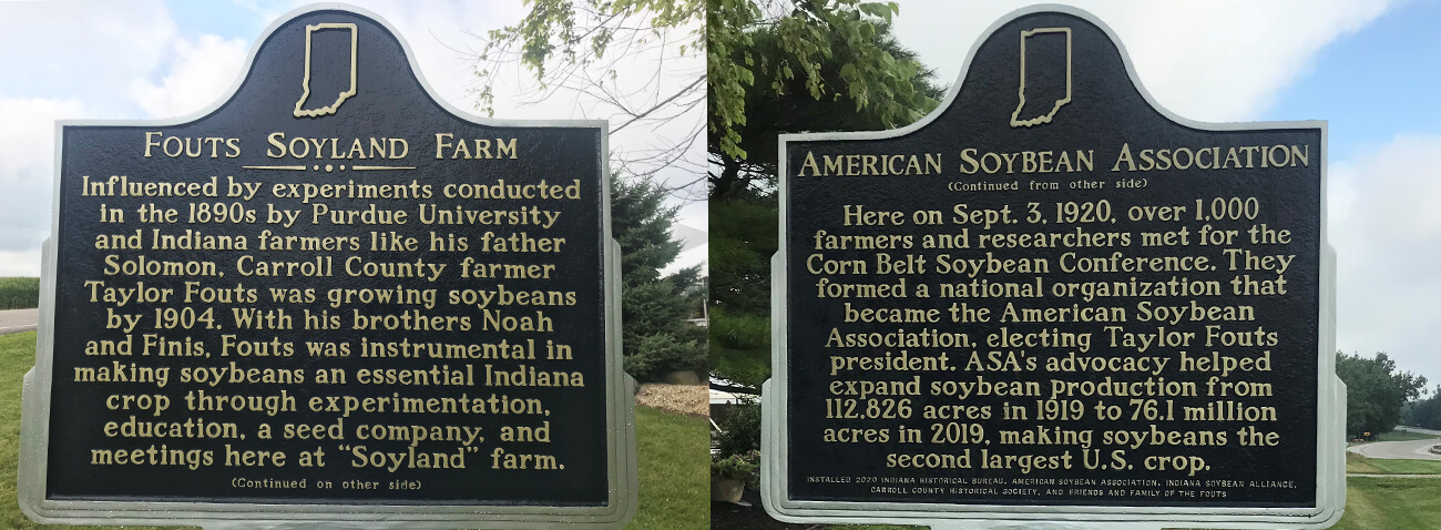 plaques with information about soy
