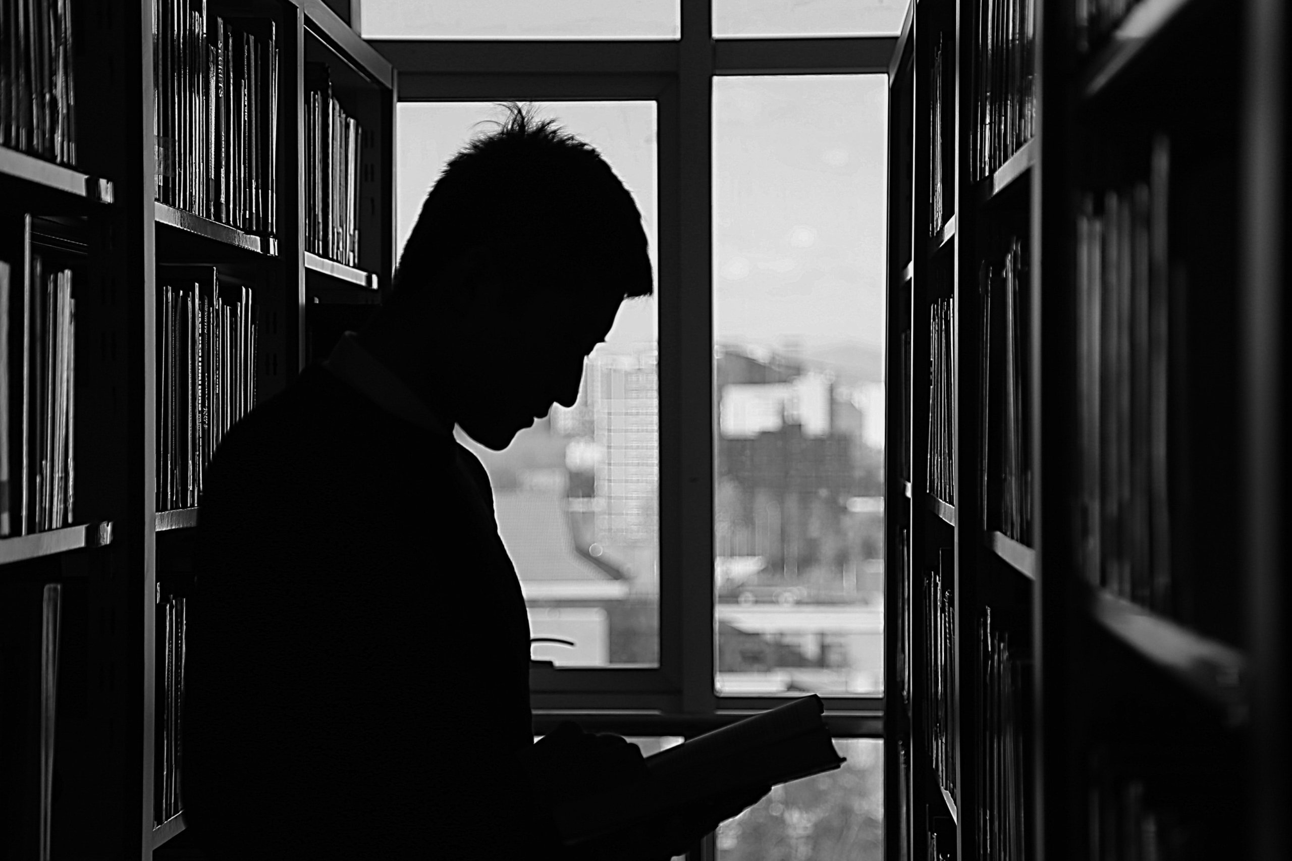 silhouette in a Library