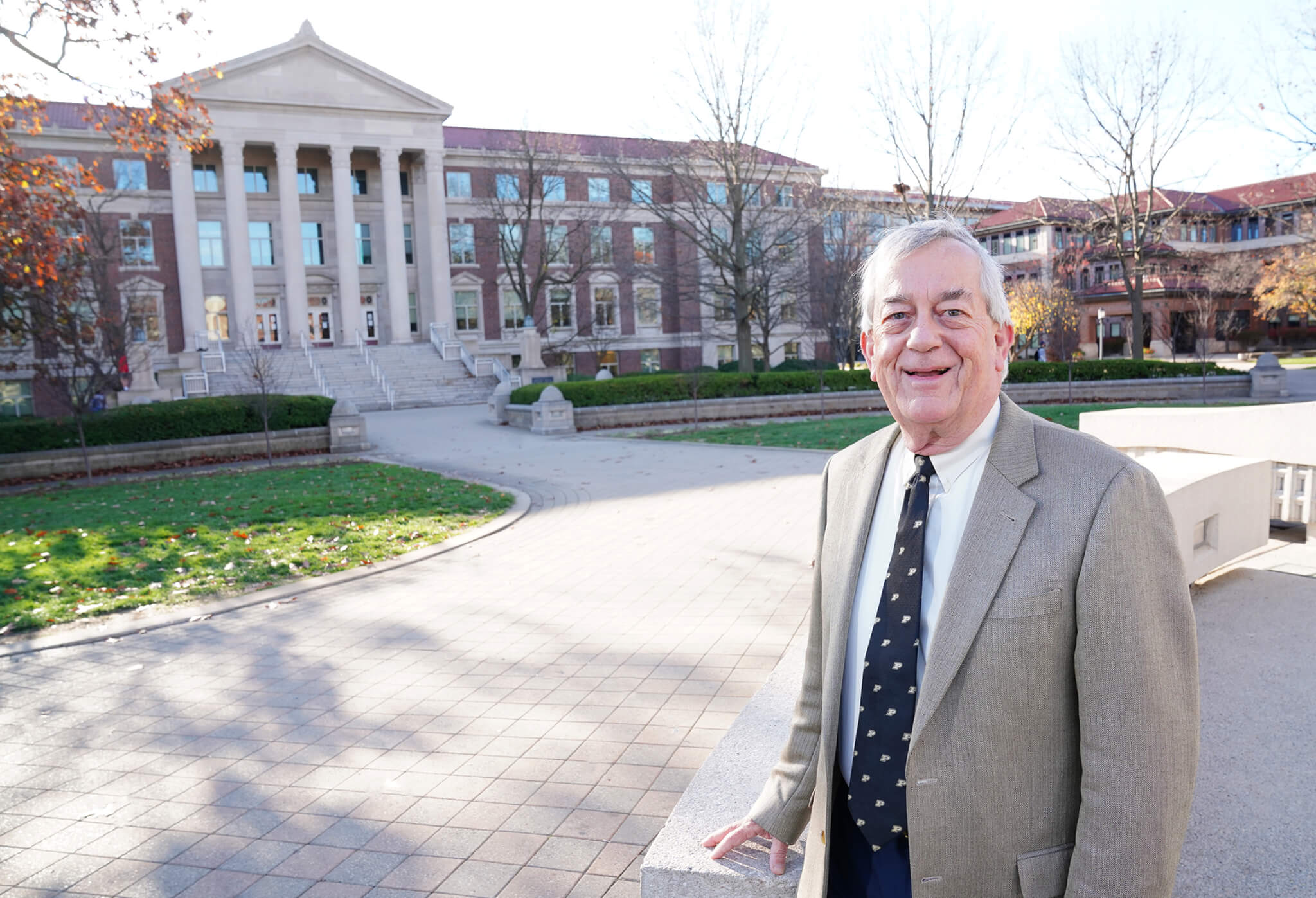 Mark Russell in front of Hovde Hall. Photo by Tom Campbell.