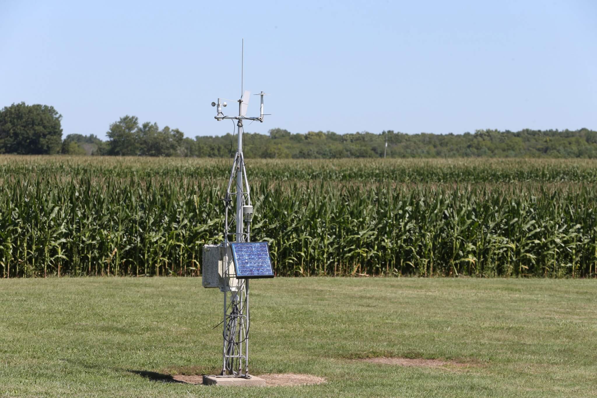 Weather station at the Davis Purdue Agricultural Center. Photo by Tom Campbell.