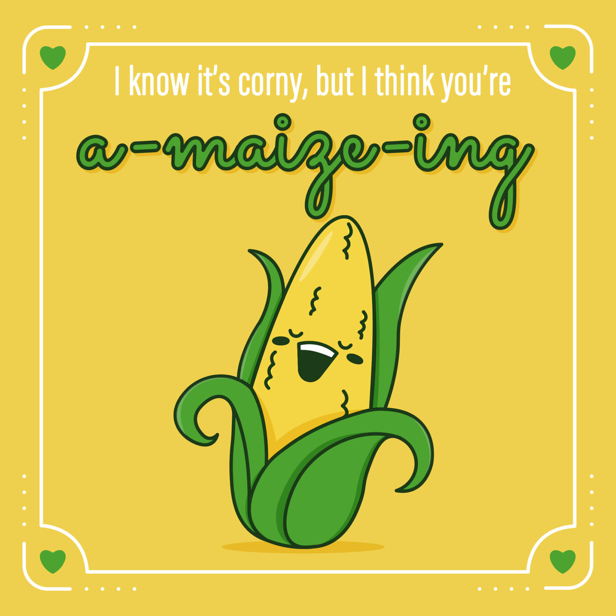 Cartoon image of a corn on a cob 