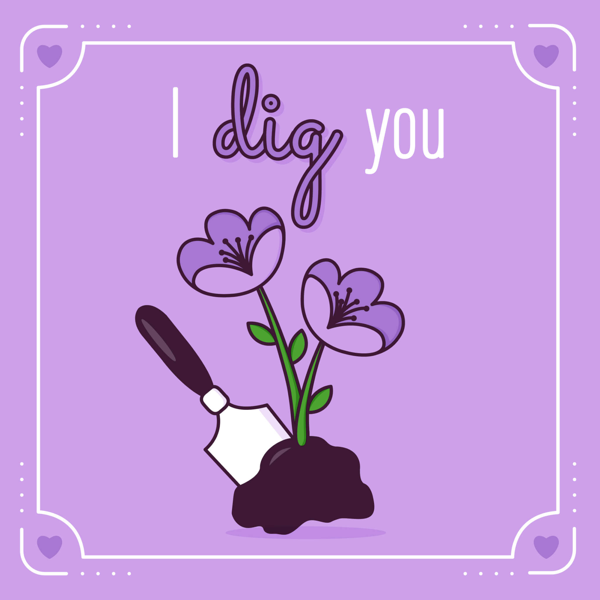 Cartoon image of a plant with purple flowers