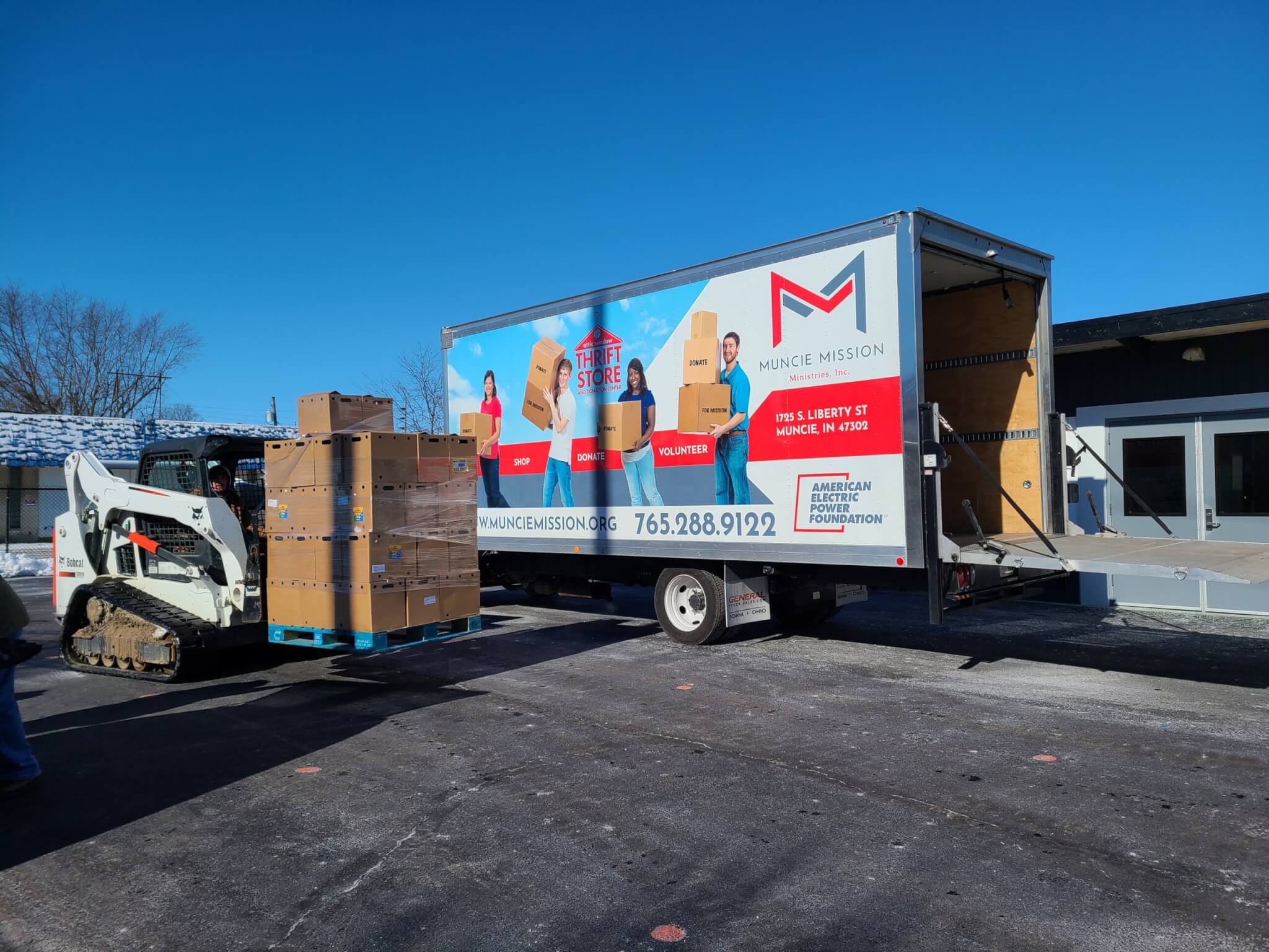 truck for delivering boxes of food to help to serve local community