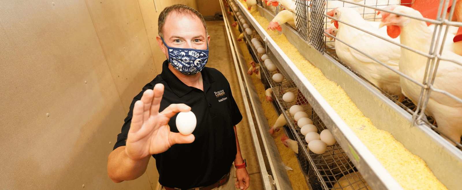 Holding egg with mask
