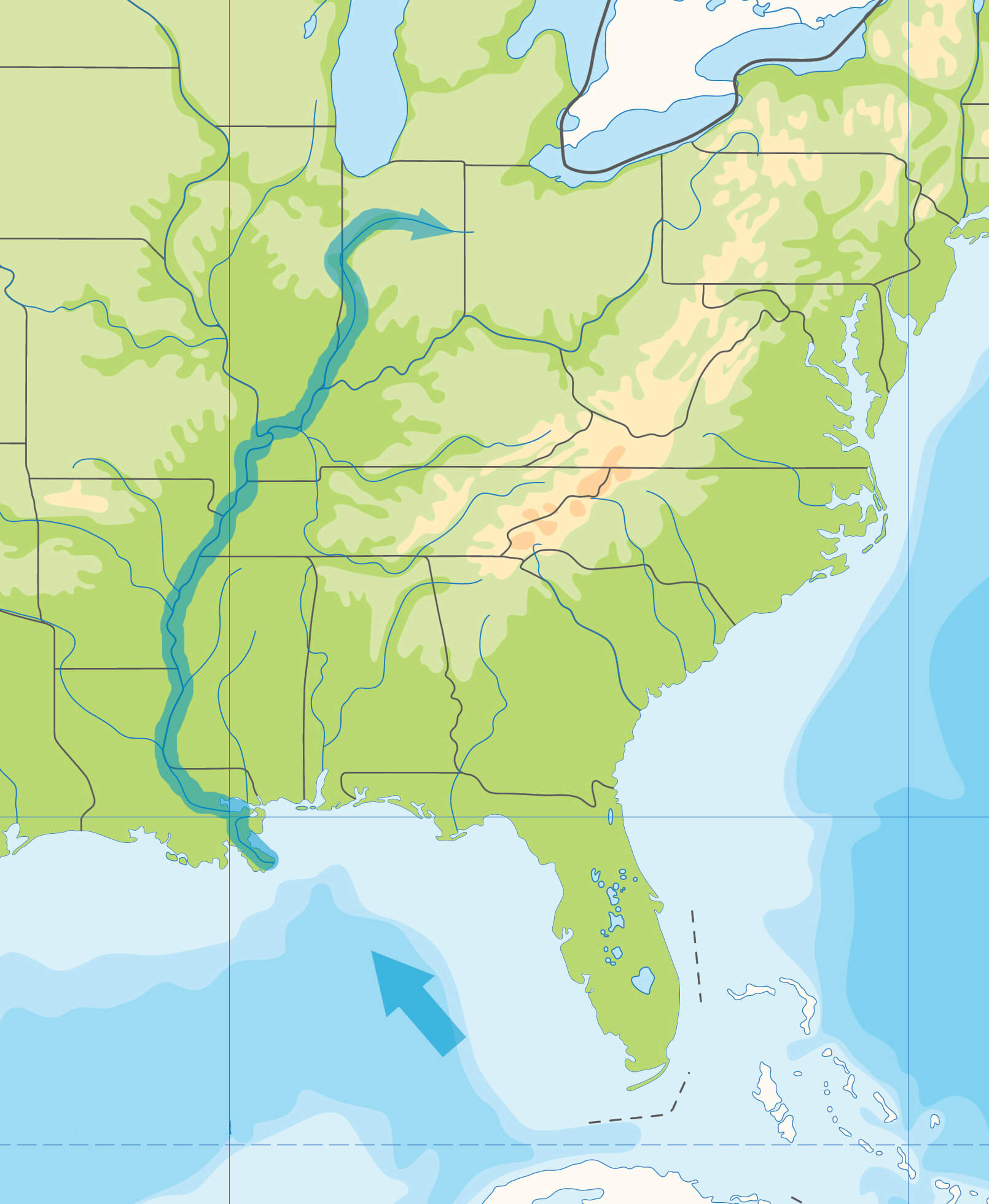 map of eel's path on United States