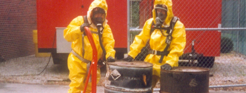 NRES Students work in hazmat suits 