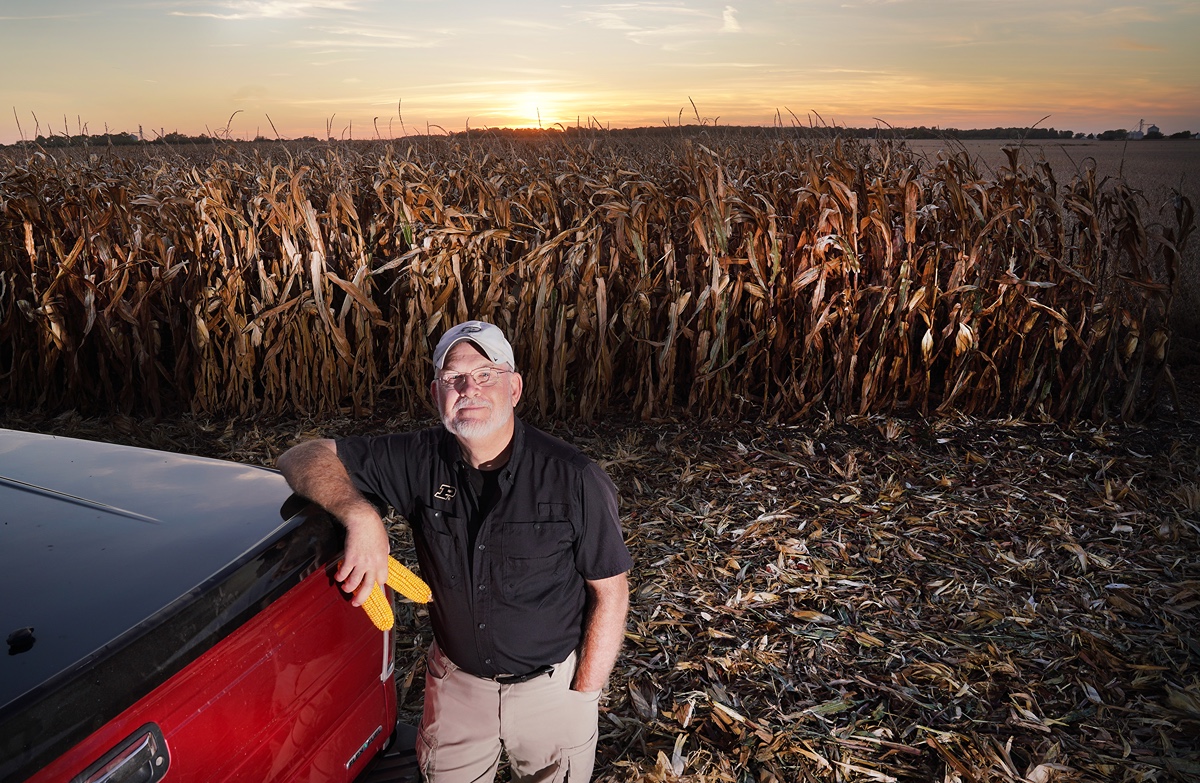 Bob Nielsen, Purdue Extension Corn Specialist Standing in corn field 