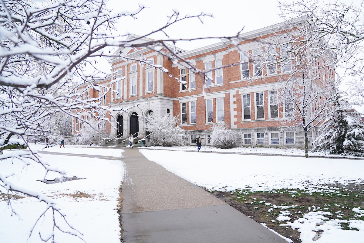 A blanket of snow covers the Agricultural Administration Building.