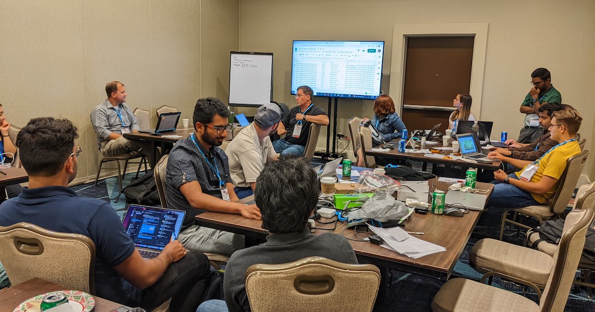 Students and faculty participate in the 2022 hackathon.