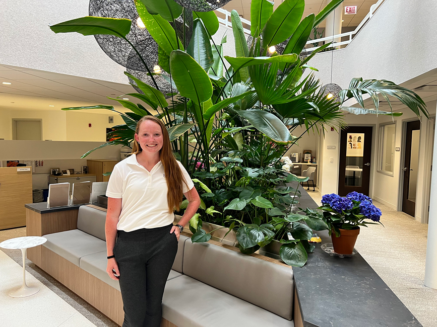 Payten Brower stands in Ball's West Chicago headquarters, where she does trials on Ball's products