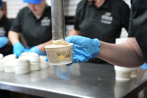 Purdue Ice cream being packaged. 
