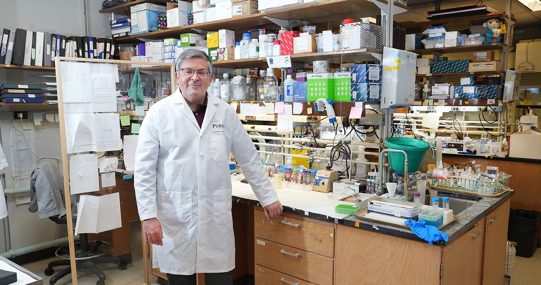 Joe Ogas, the newly appointed head of the Department of Biochemistry, in his biochemistry lab in Whistler Hall of Agricultural Research