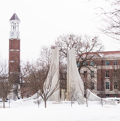 Campus at Purdue in winter