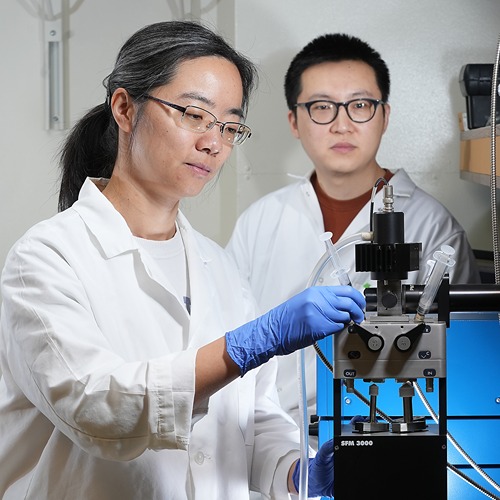 Xing Liu and Kankan Wang use the Stop Flow Machine.