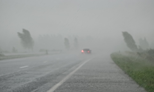 Rainstorm on highway 