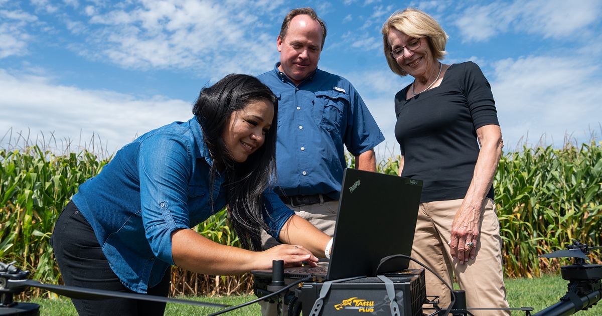 Purdue research team uses a computer on top of a drone to gather data