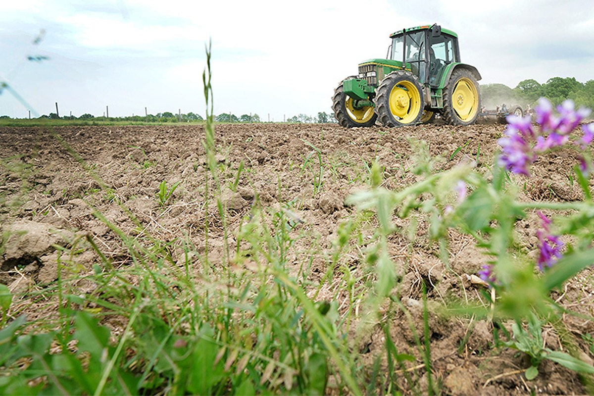 tractor in a field