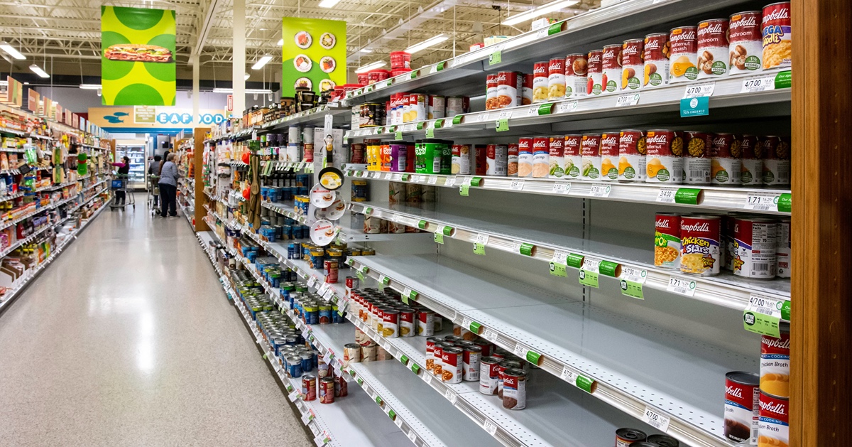 Grocery shelves missing food