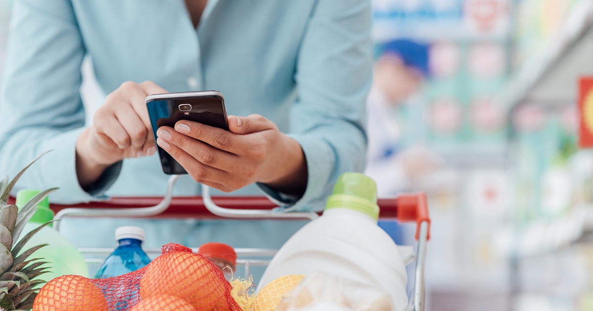 Woman shopping at grocery store