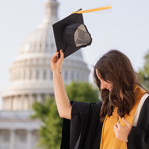Halee Fisher infant of the White House in her cap and gown.