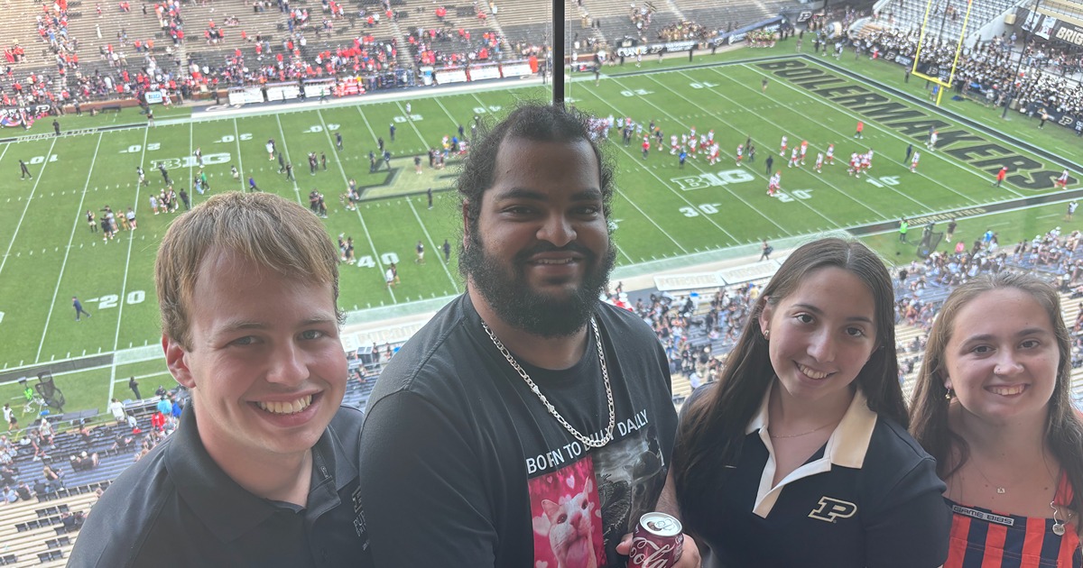 Wagner at Purdue football game with friends