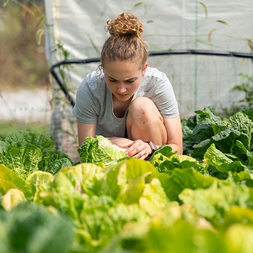 Natalie Nenneker poses with apples 