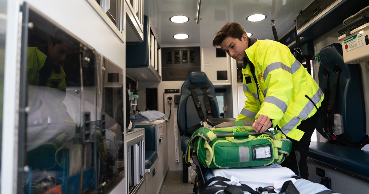 Uribe in back of ambulance 