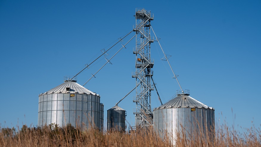 Two grain towers