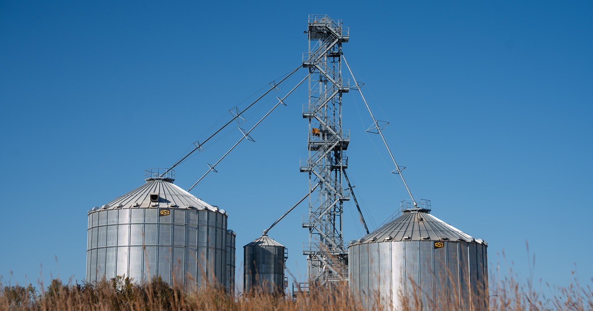 Two grain towers