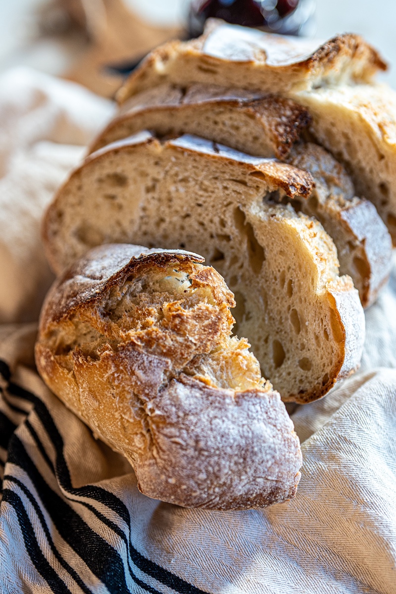 sourdough loaf cut into pieces
