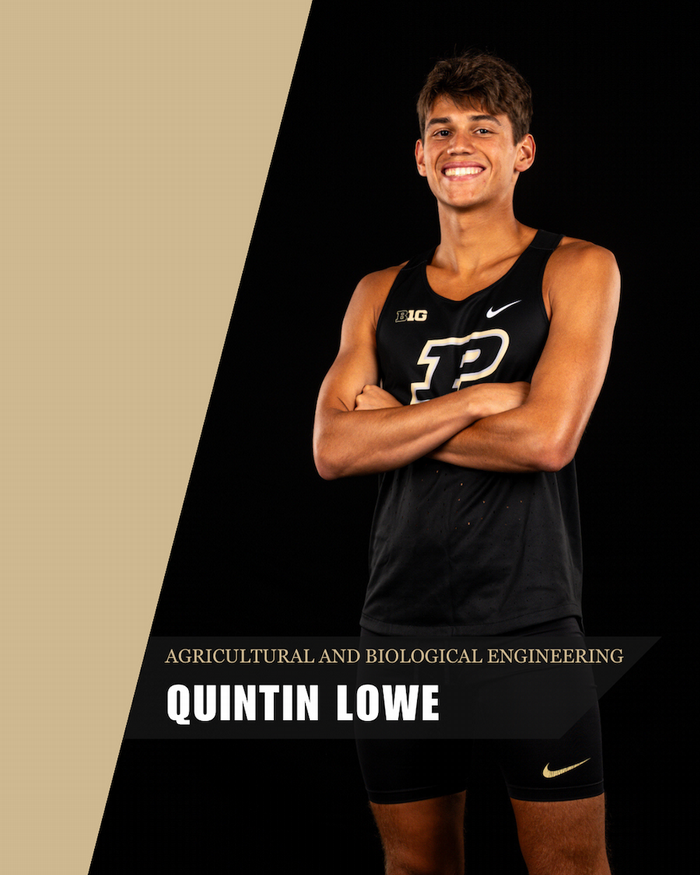 Headshot of Quintin Lowe with text that reads, "Agricultural and Biological Engineering; Quintin Lowe."