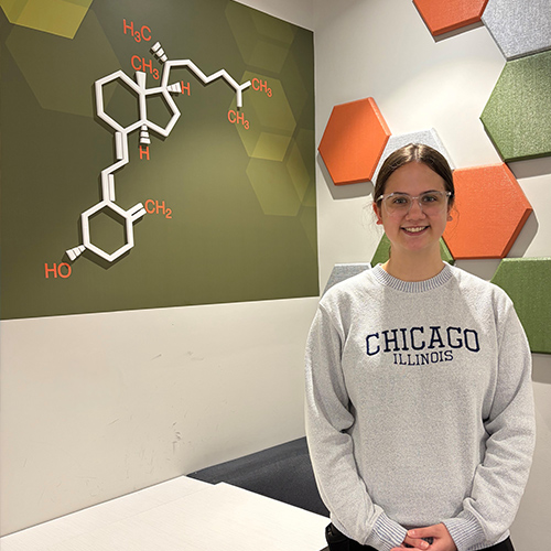 Virginia Akins in the Biochemistry building