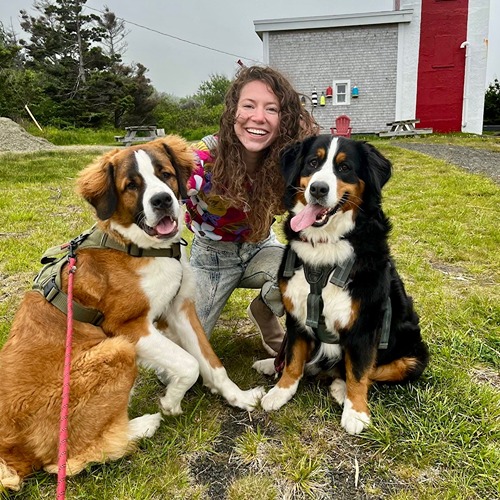 Laage with her two dogs