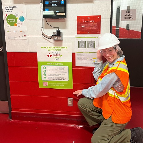 Laage poses in hard hat