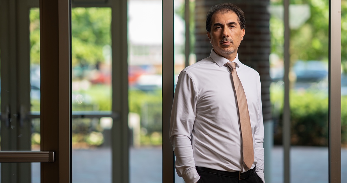 Ozan Citfci stands in Food Science Building.
