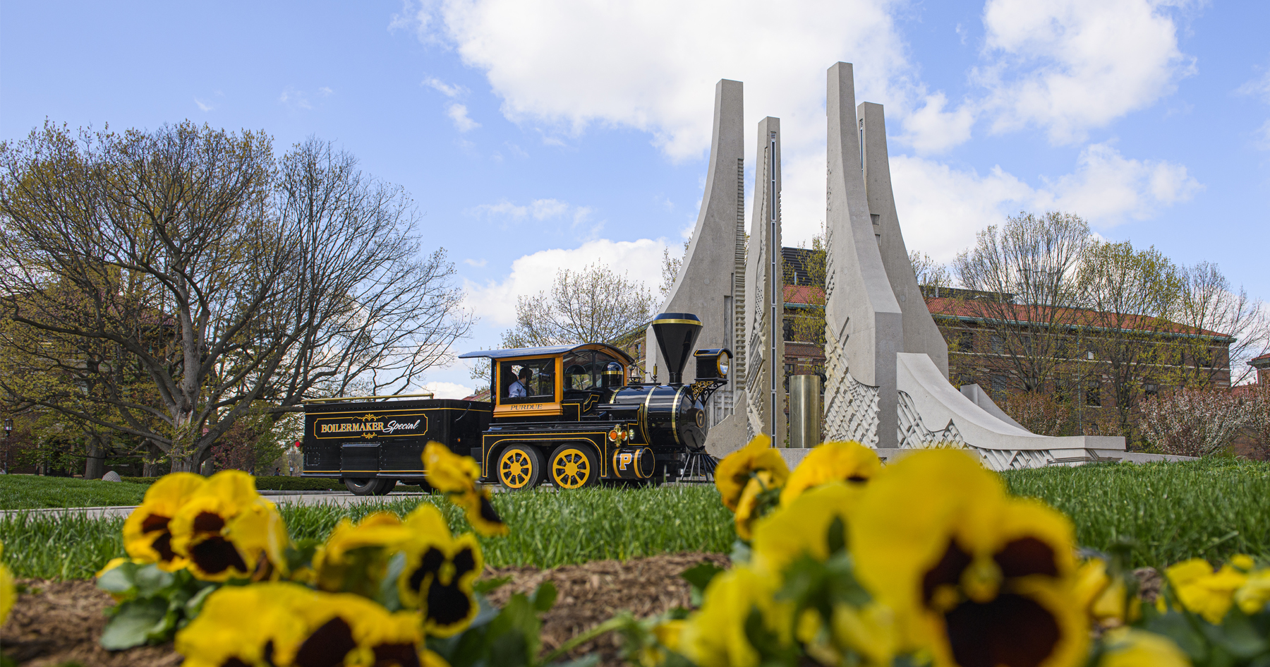The Boilermaker Special next to the Engineering Fountain