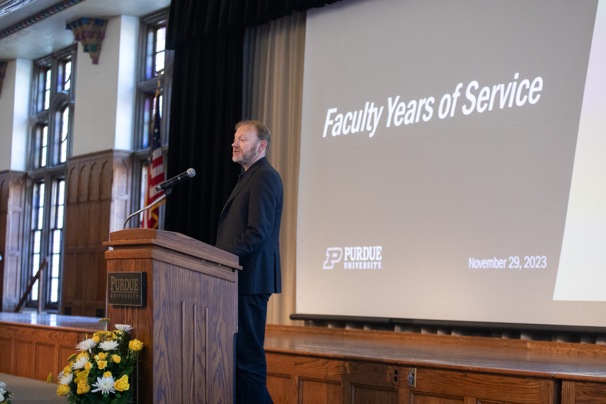 Provost Wolfe speaking at the 2023 Faculty Years of Service recognition