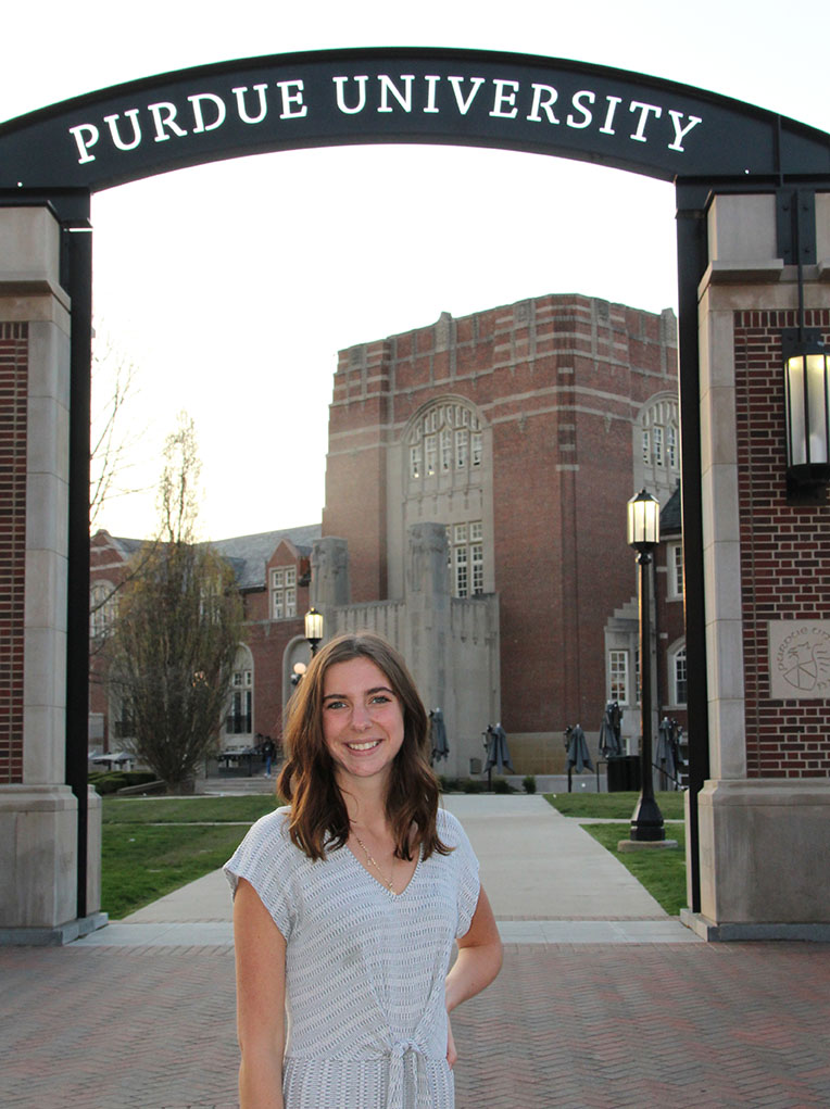 Halee Fisher in front of the Purdue Memorial Union