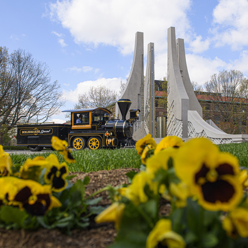 The Boilermaker Special next to the Engineering Fountain