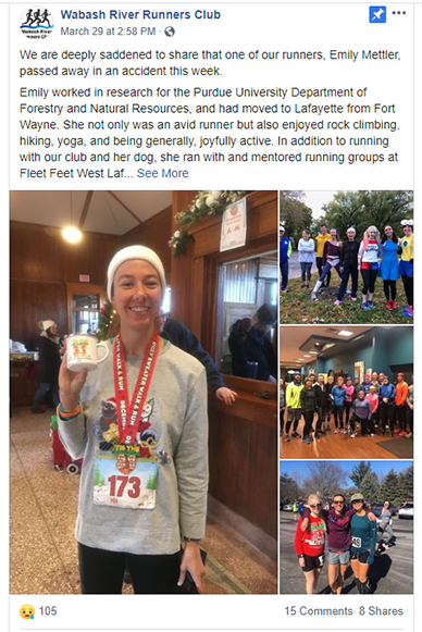 Mettler tribute by Wabash Runners Club