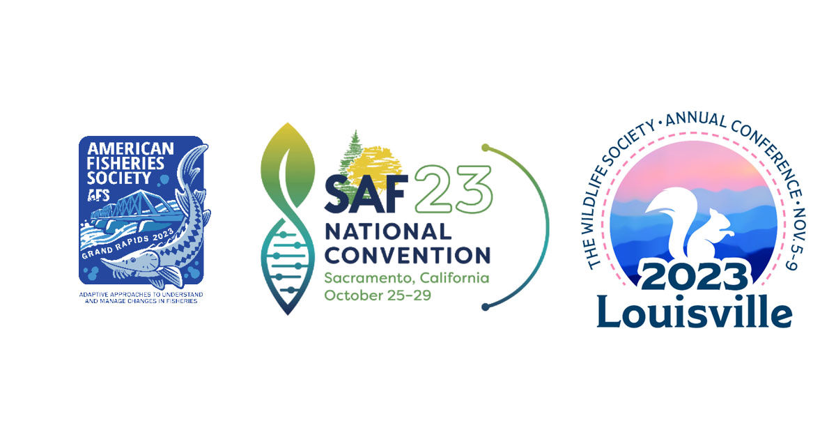 Logos for the American Fisheries Society, Society of American Forestry and The Wildlife Society conventions/conferences