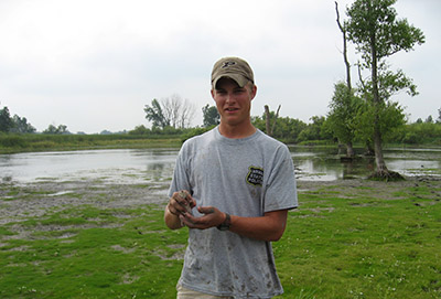 Adam Janke with a shore board circa 2006