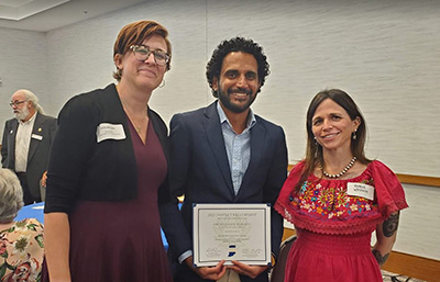 McCallen with DFW INSPECT fellow Abdul Elnajdi and Fish and Wildlife Health Supervisor Michelle Benavidez Westrich in Indianapolis in August 2023. 